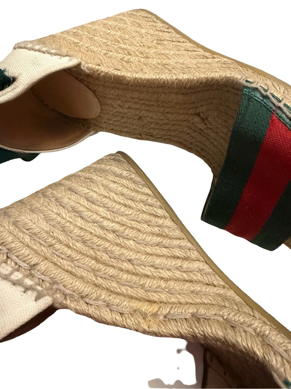 Gucci Lilibeth Web espadrille wedge sandals Sz  38